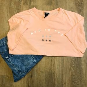 H&M Graphic Tee ‘Neu Is The New New’ (Pink/Med)